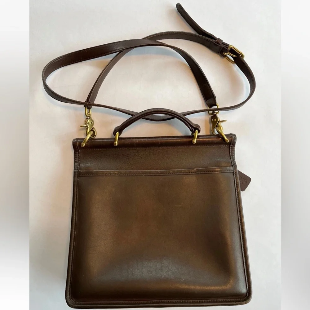 Vintage Coach Brown Leather Court Willis Bag No. F13-9927 Crossbody, Top Handle - Picture 2 of 9